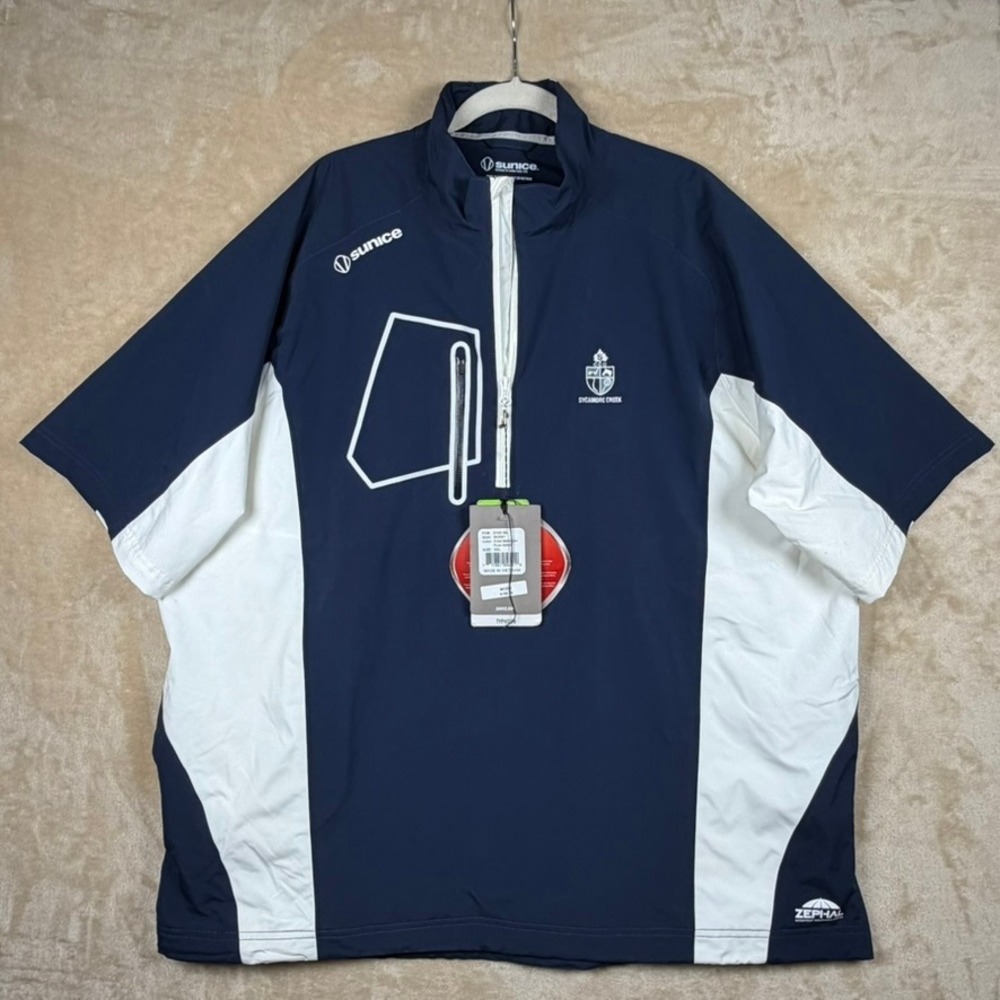Sunice Typhoon Zephal Mens XXL NWT Golf Rain Pullover Short Sleeve Navy White